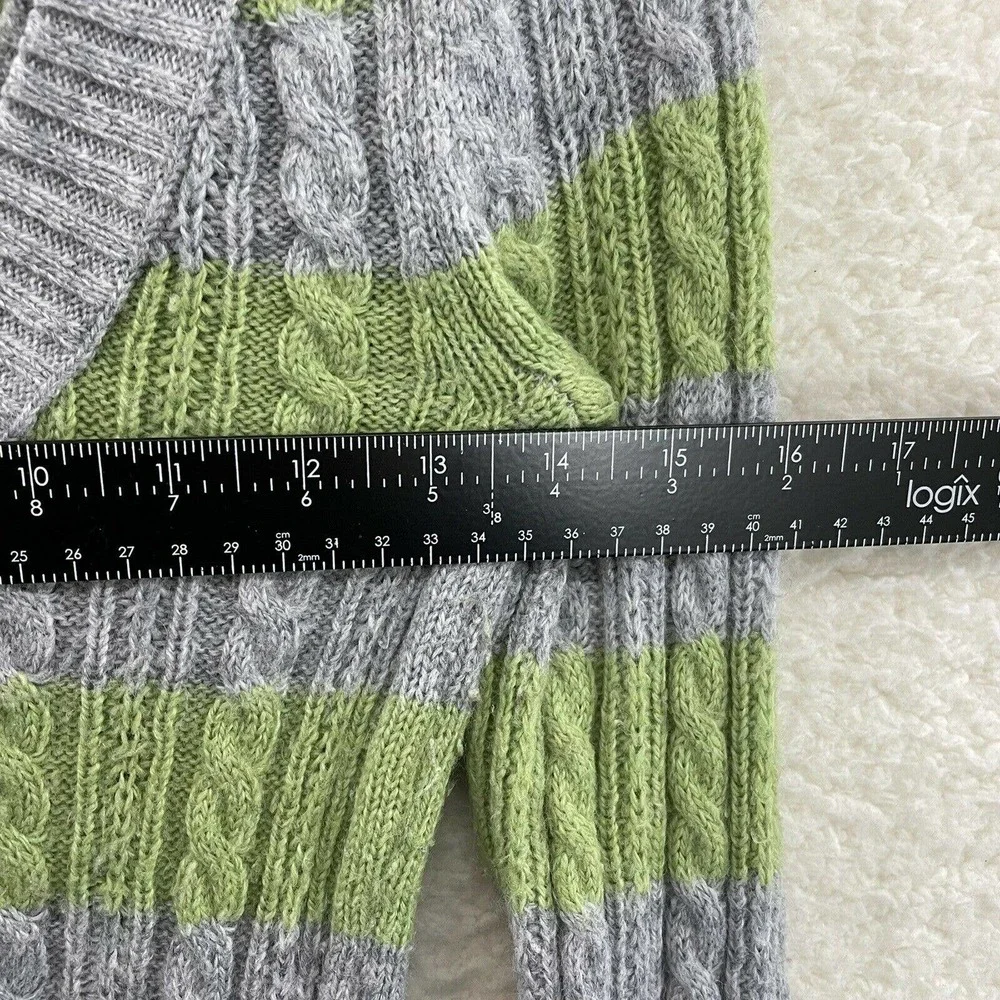 Y2K Late 2000s Aeropostale Green Grey Cable Ribbed Knit Fairy Grunge Sweater S - Picture 4 of 6